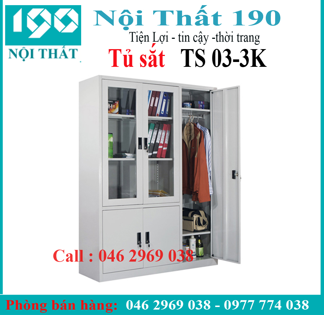 Tủ sắt quần áo TS03-3K